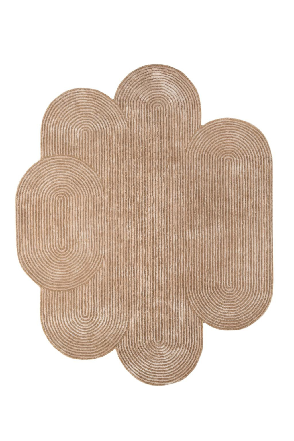 Dune Arches Organic Irregular Area Rug – Luxury Contemporary Sculpted Designer Carpet in Sand Beige & Ivory