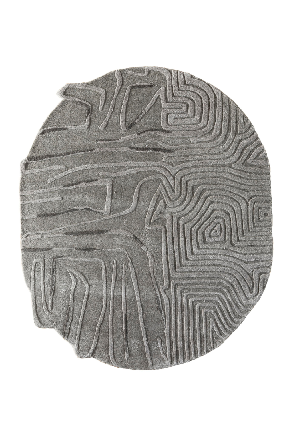 Slate Terrain Organic Irregular Area Rug – Luxury Contemporary Topographic Sculpted Designer Carpet in Stone Grey