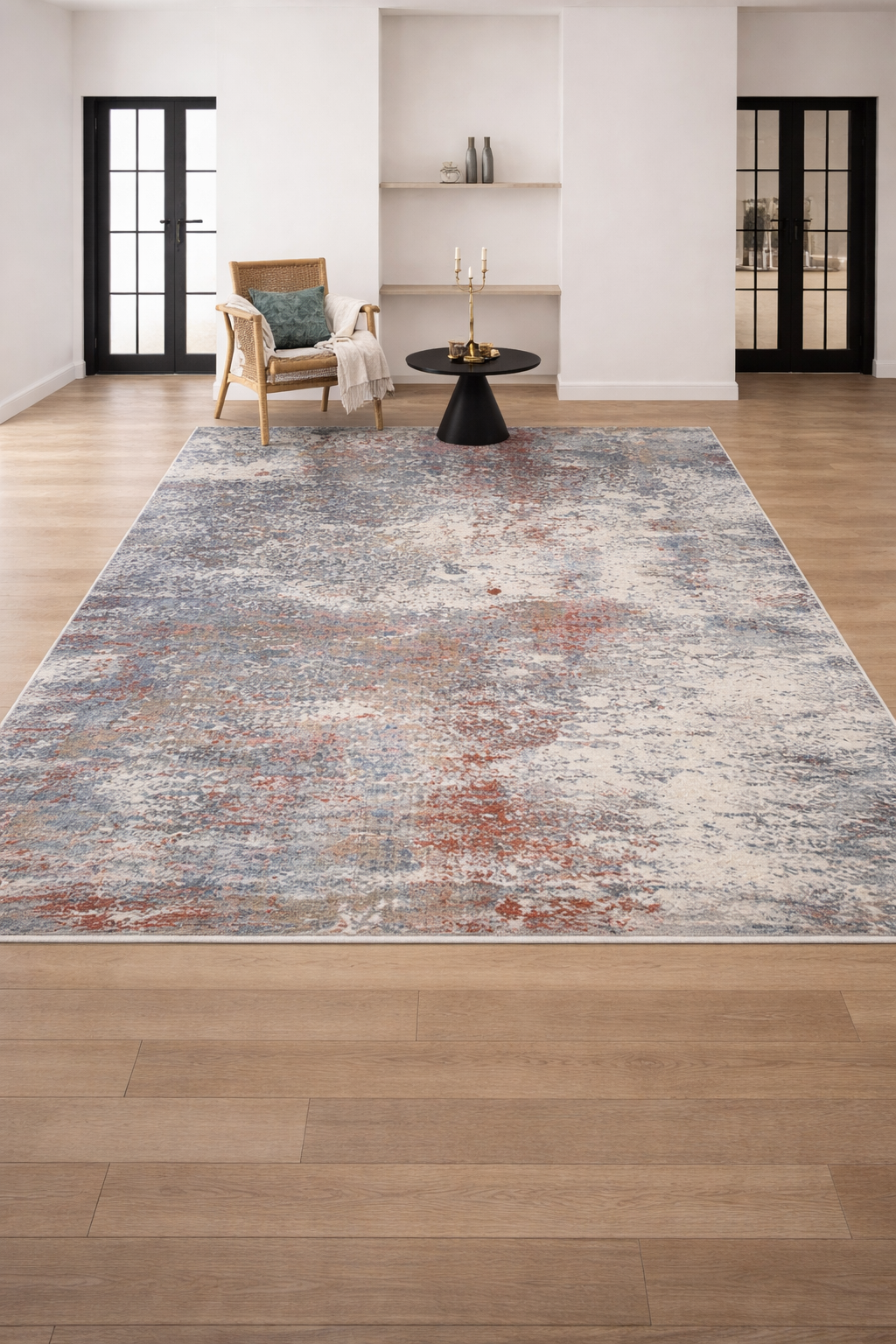 Efes 67 Grey & Rust Modern Carpet – Artful Balance of Warm and Cool Tones