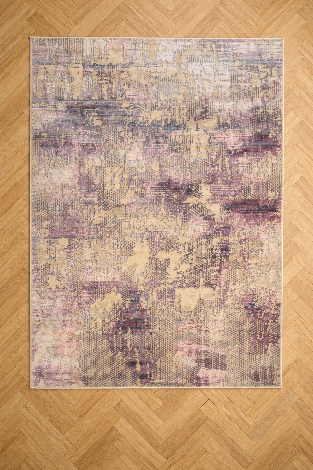 Torino “Lavender Mosaic” Modern Abstract Rug – Greige & Purple Contemporary Carpet