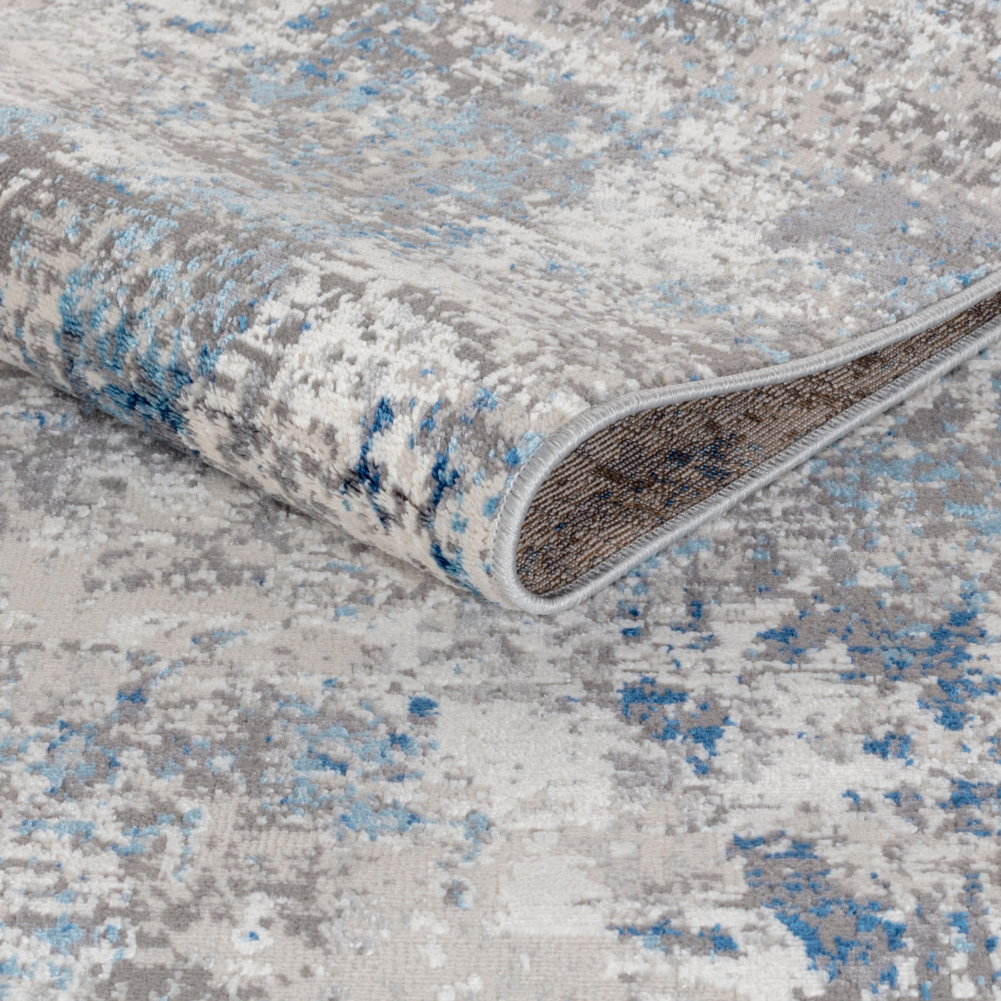 Tapis moderne gris et bleu Efes 93 – Léger et élégant pour les intérieurs de maison