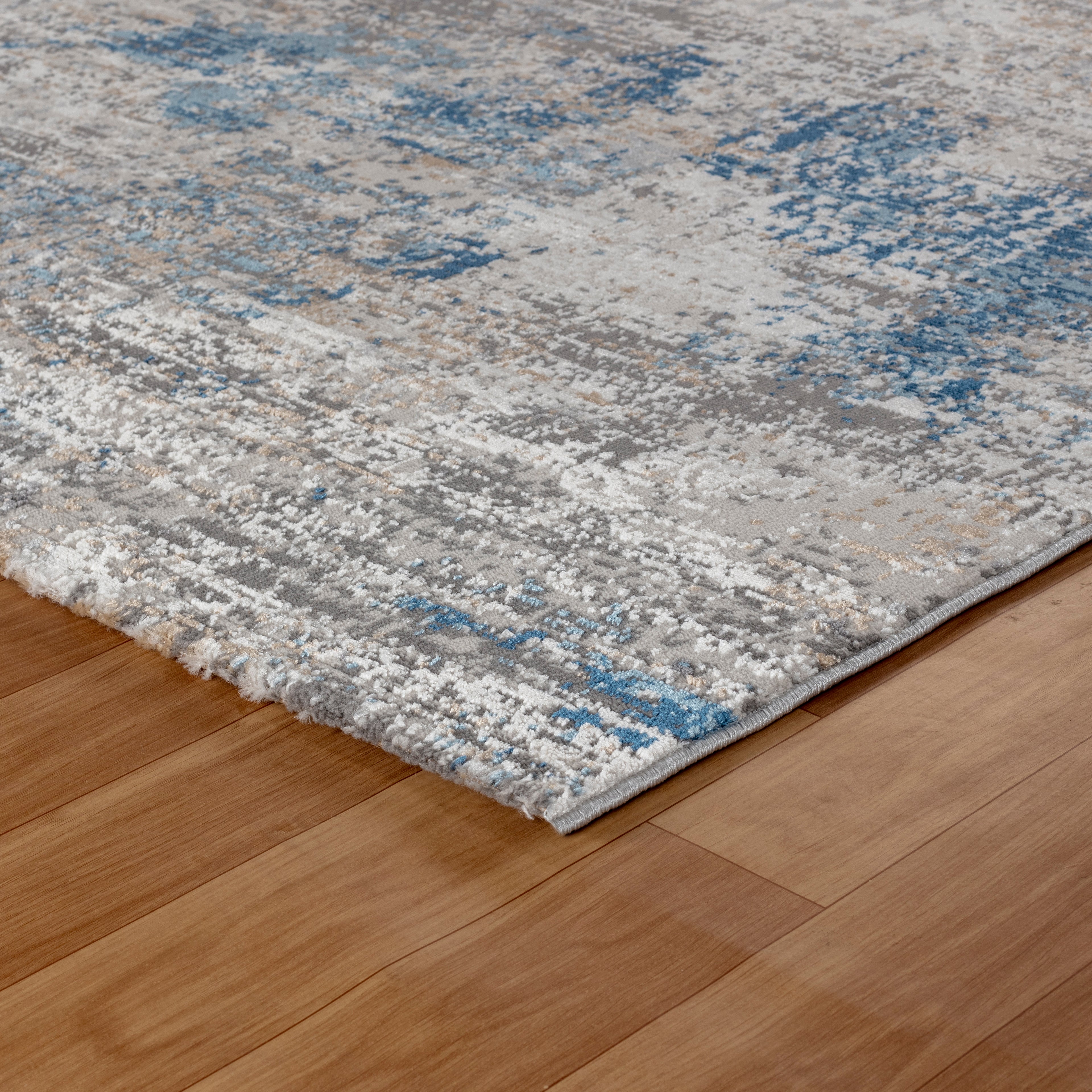 Efes 94 Gris et Bleu – Tapis moderne pour salon et intérieur de maison
