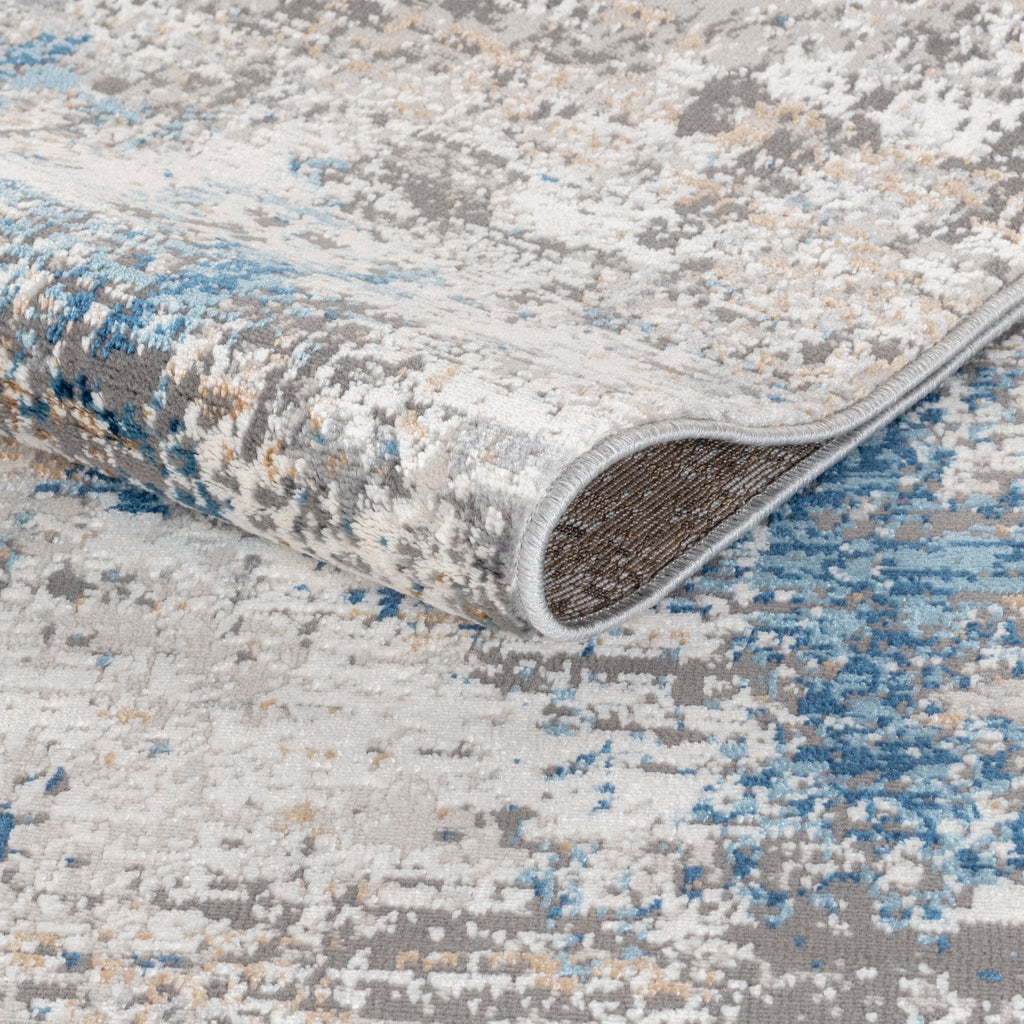 Efes 94 Grey & Blue – Modern Carpet for Living Room & Home Interiors