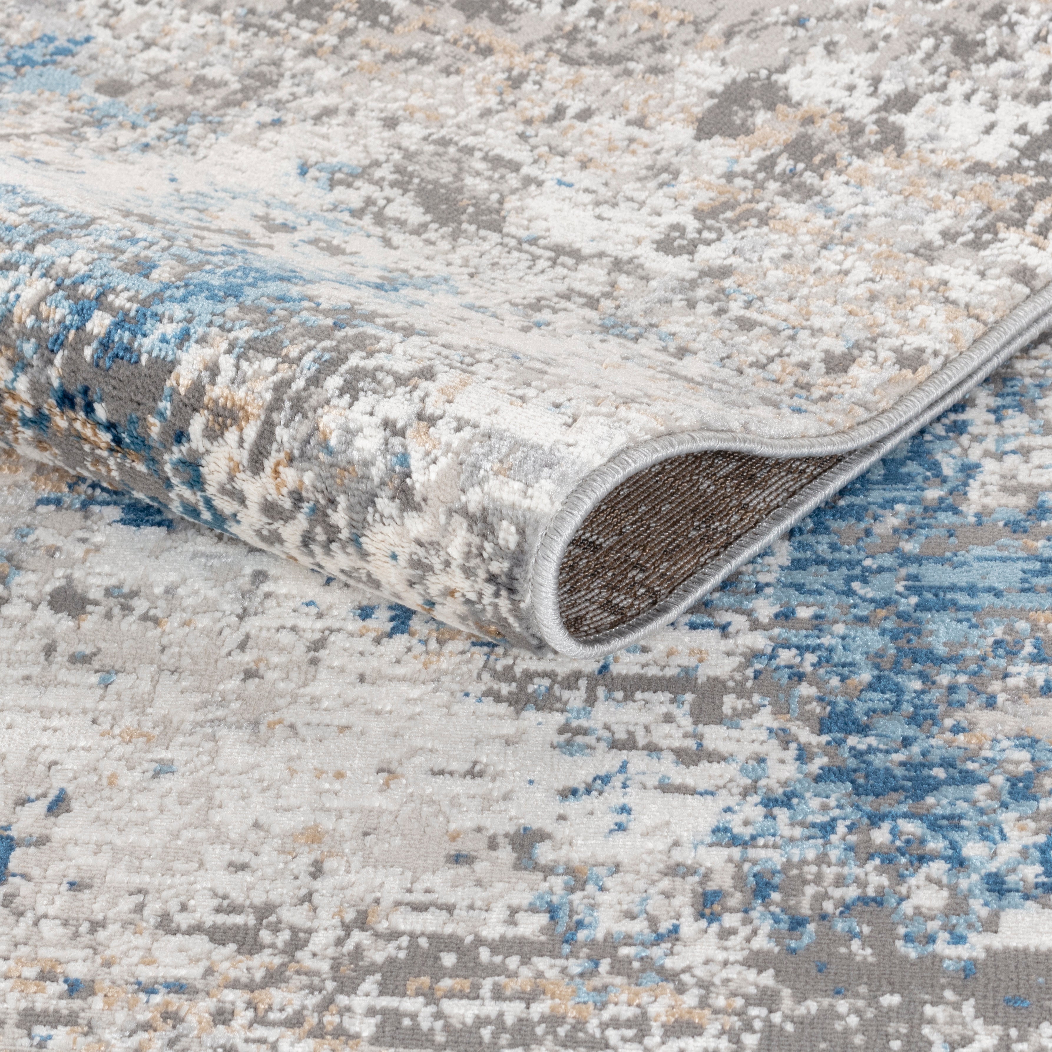 Efes 94 Gris et Bleu – Tapis moderne pour salon et intérieur de maison