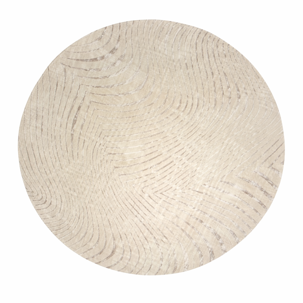Maximilian Abstract Round Carpet in Beige – Modern Home Rug