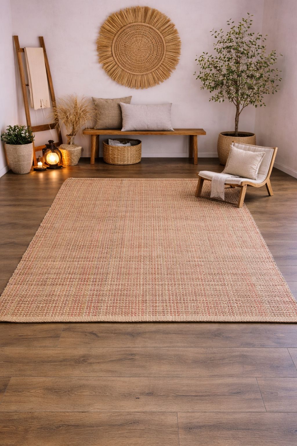 Jute Horizon Rustic Grid Rug – IC-18410 | Handwoven Textured Charm