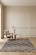 Boho Chevron Harmony Carpet – Spill-Proof & Machine Washable Multicolor Zigzag Rug