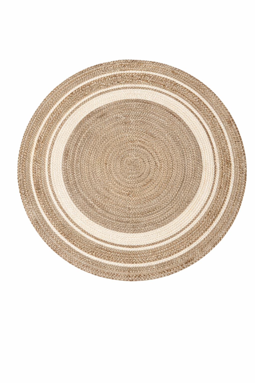 Jute 15273 Natural White Round Carpet – Handmade Braided Jute Rug in Soft Neutral Ivory Tones