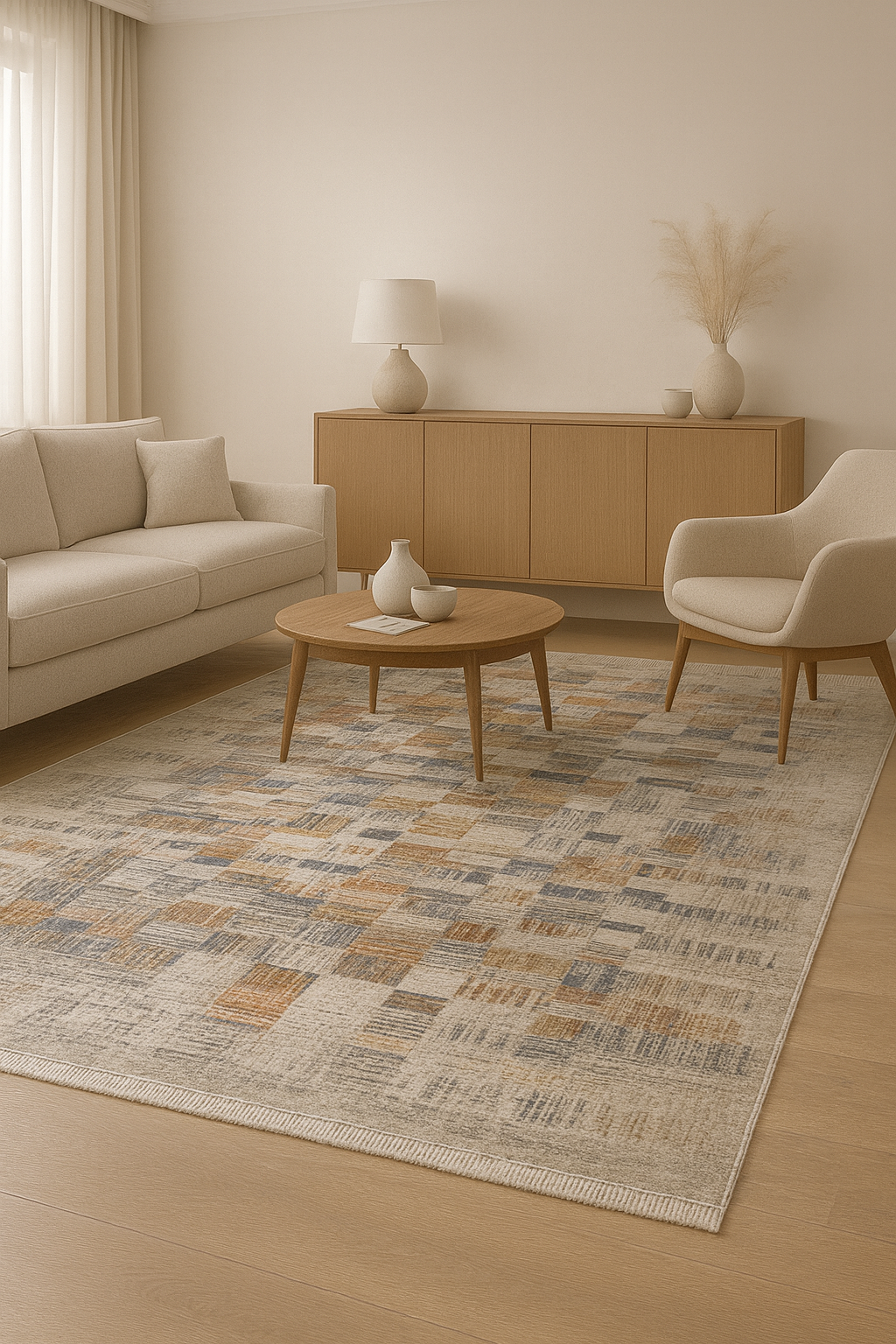 Valeria – Subtle Elegance in Beige Geometric Design