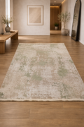 Marble “Forest Whisper” Abstract Carpet – Elegant Beige & Dark Green Blend