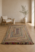Jute Horizon Rainbow Braided Rug – IC-17988 | Eclectic Handwoven Charm