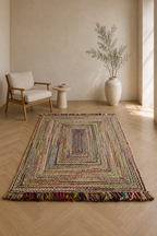 Jute Horizon Rainbow Braided Rug – IC-17988 | Eclectic Handwoven Charm