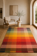 Woolen “Sunset Spectrum” Wool Carpet – Modern Colorful Handmade Design