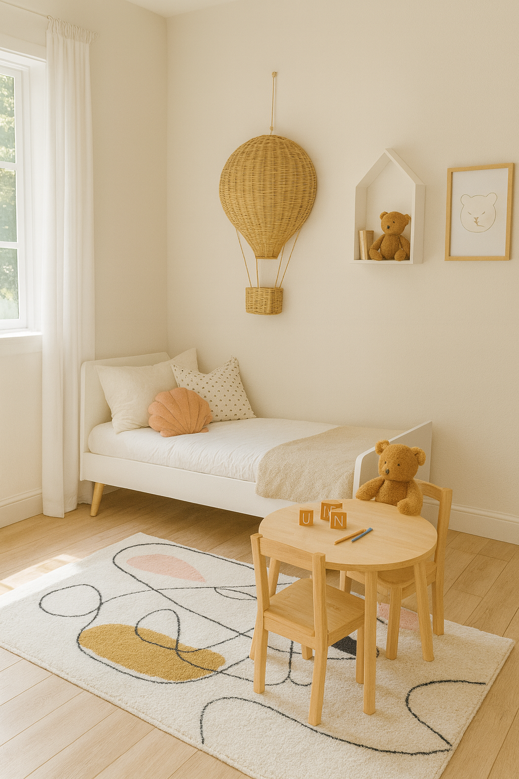 Panama “Art Lines” Modern Carpet – Minimalist Abstract in Soft Pastel & Bold Navy