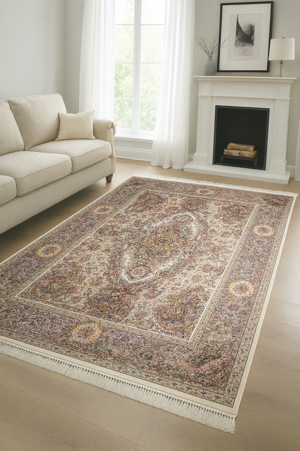 Prestige Salari Beige Classic Carpet – Timeless Elegance from Iran