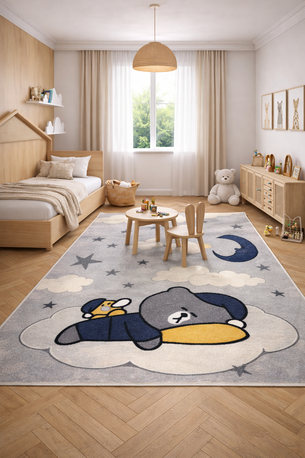 Kids Collection “Cuddle Bear” Carpet – Soft, Sweet & Safe in Gentle Grey