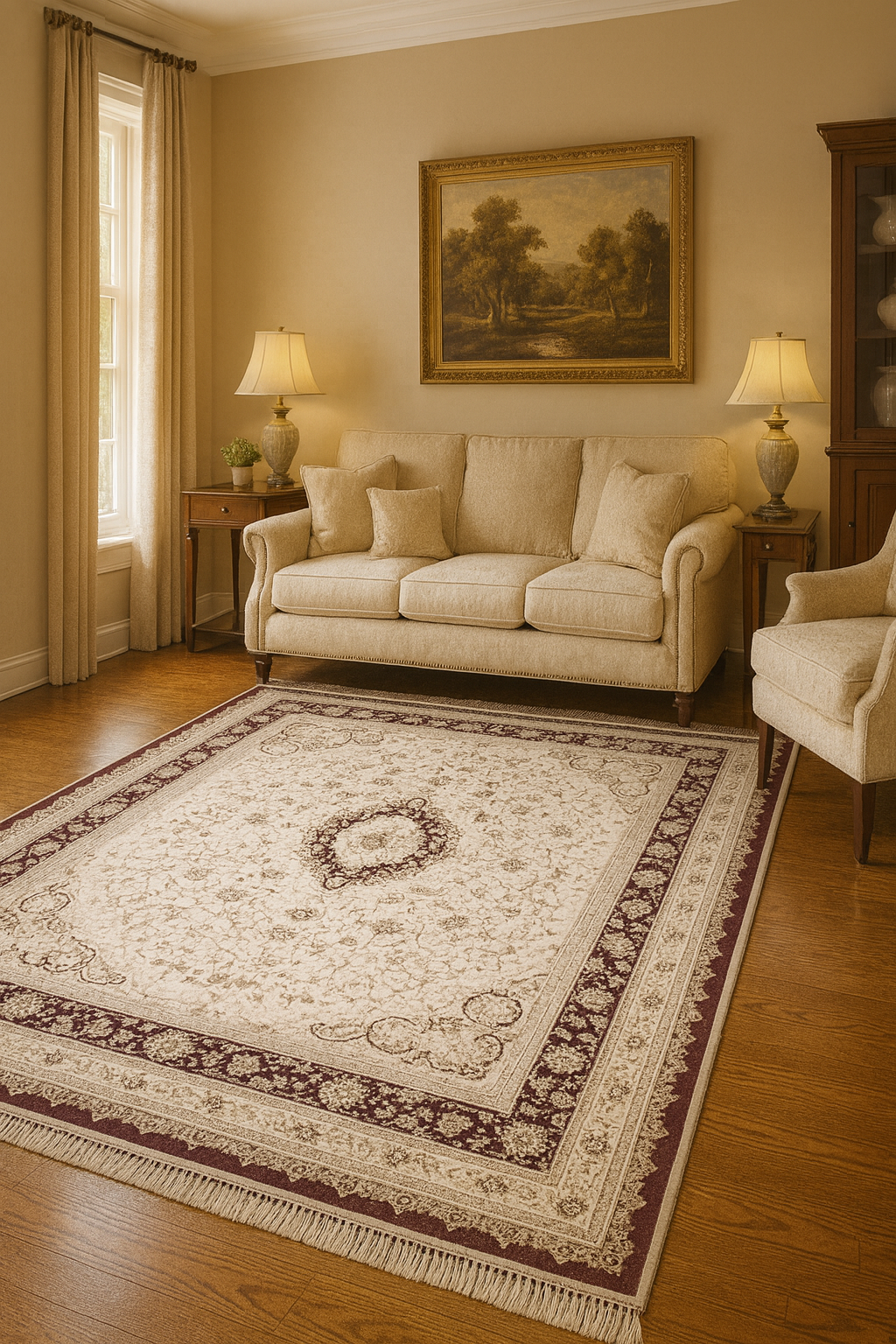 Mashhad “Crimson Dusk” Classic Carpet – Rich Red & Timeless Elegance