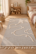 Melbourne Skybound Dreams – Beige & Ivory 3D Textured Kite & Clouds Design Kids Carpet | Modern Style Nursery & Girls’ Bedroom Area Rug