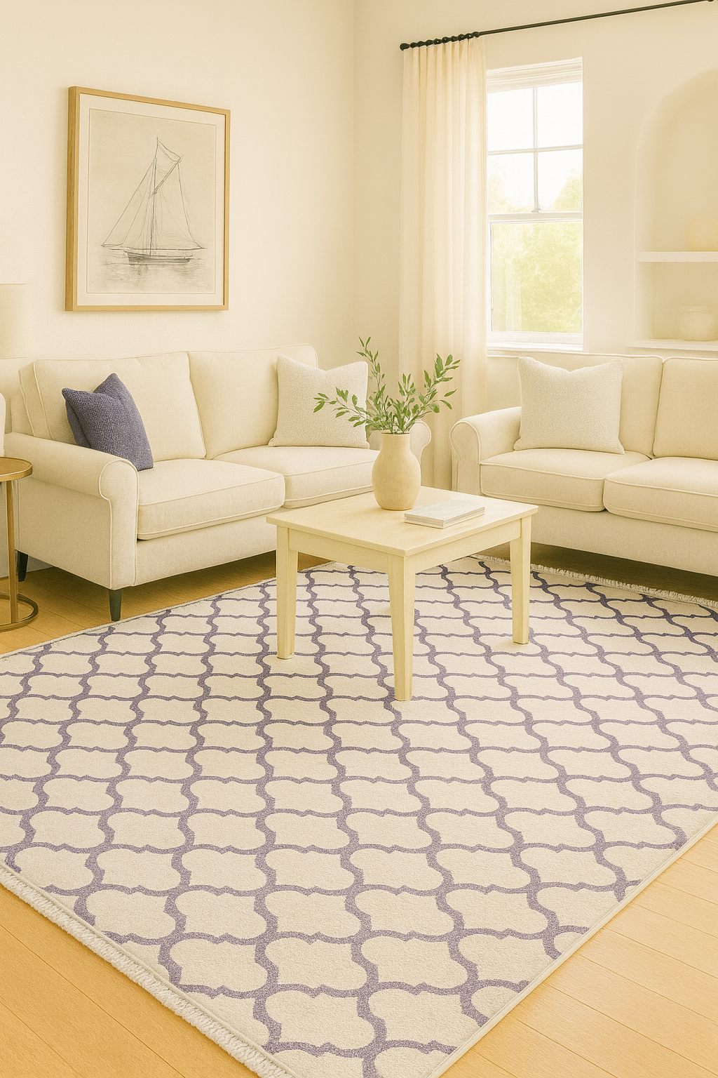 Arus – Purple Elegance on Greige Canvas