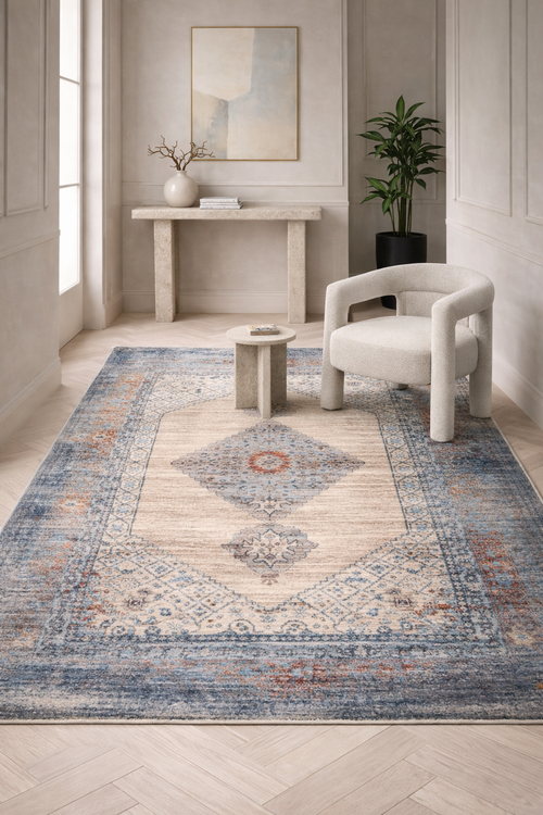 Aqua Grey Beige Carpet – Soft Tones with Modern Classic Style