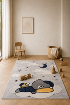 Tapis « Cuddle Bear » de la collection Kids – Doux, mignon et sûr, en gris clair