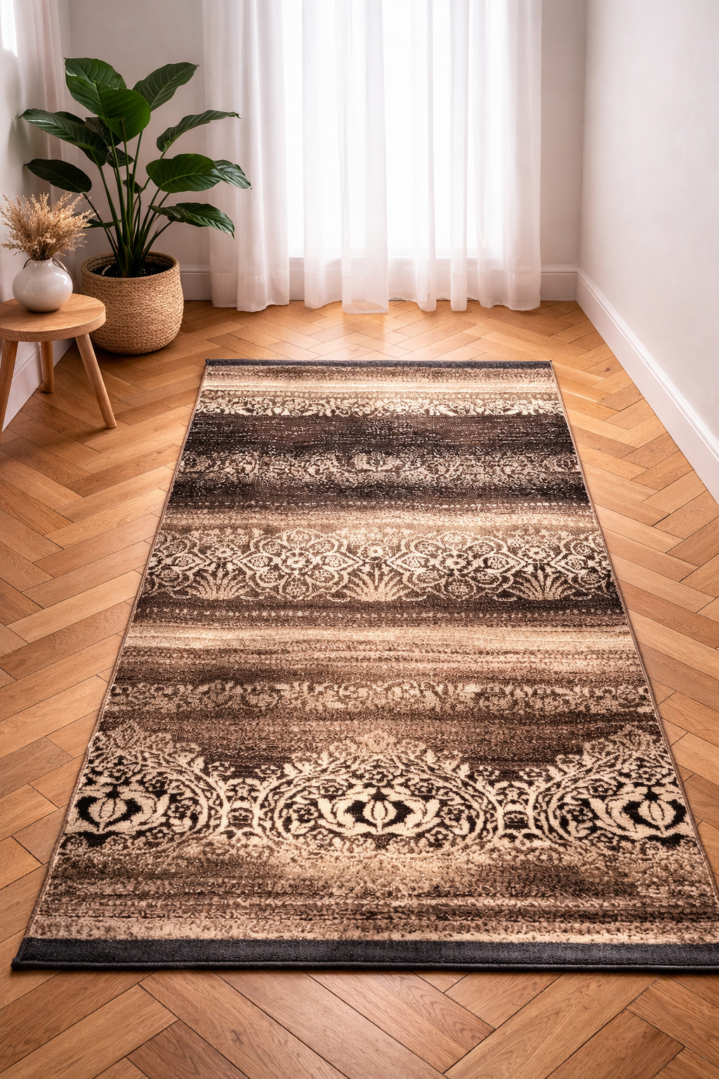 Capital Brown & Beige Vintage Carpet – Classic Geometric Design for Timeless Interiors