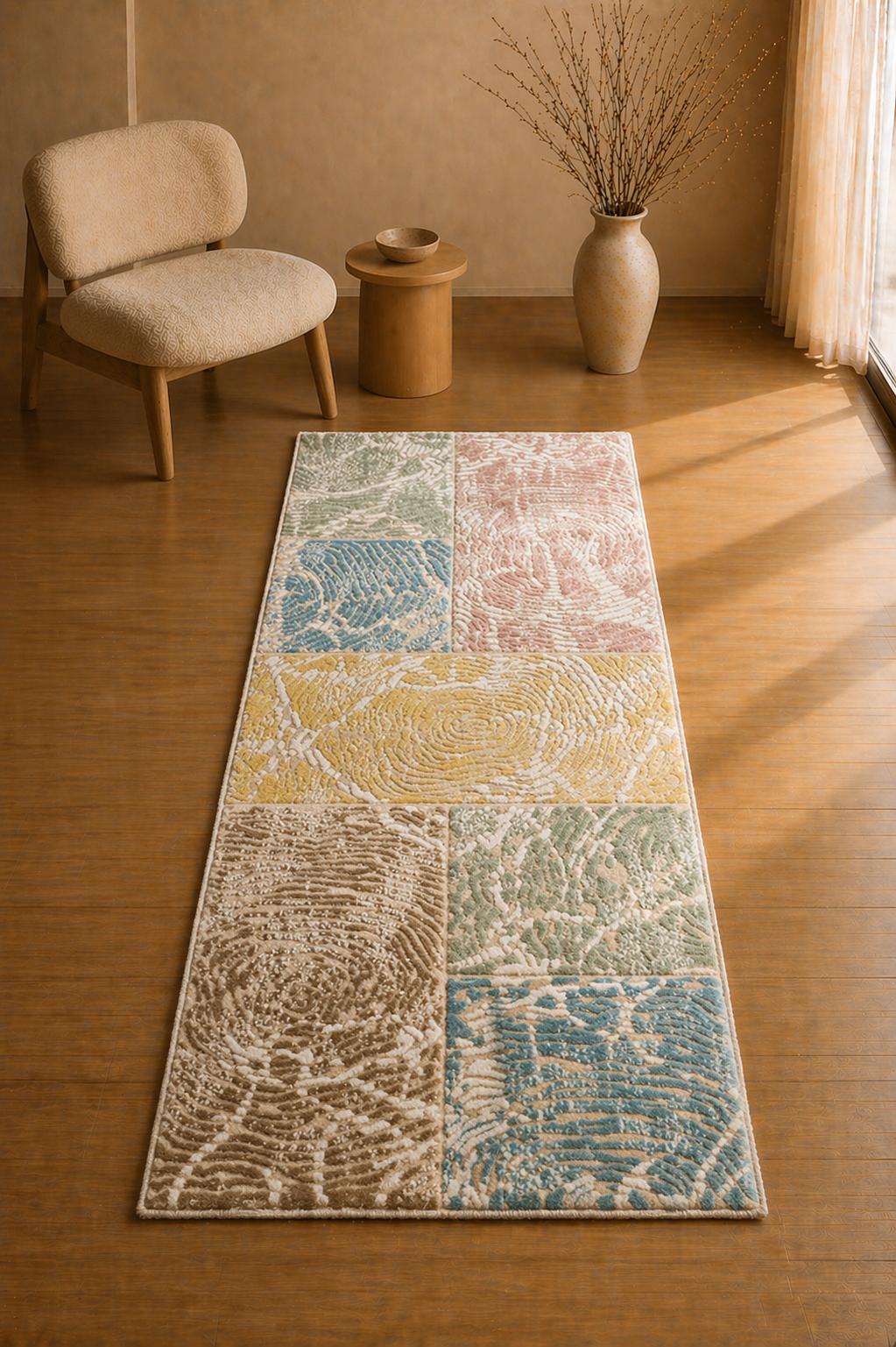Nevada Patchwork Carpet – Modern Geometric Mixed Pattern Rug for Living Room & Bedroom