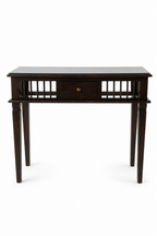 Maharaja Heritage Handcrafted Indian Solid Wood Console Table with Glass Top – Dark Walnut Luxury Entryway Furniture