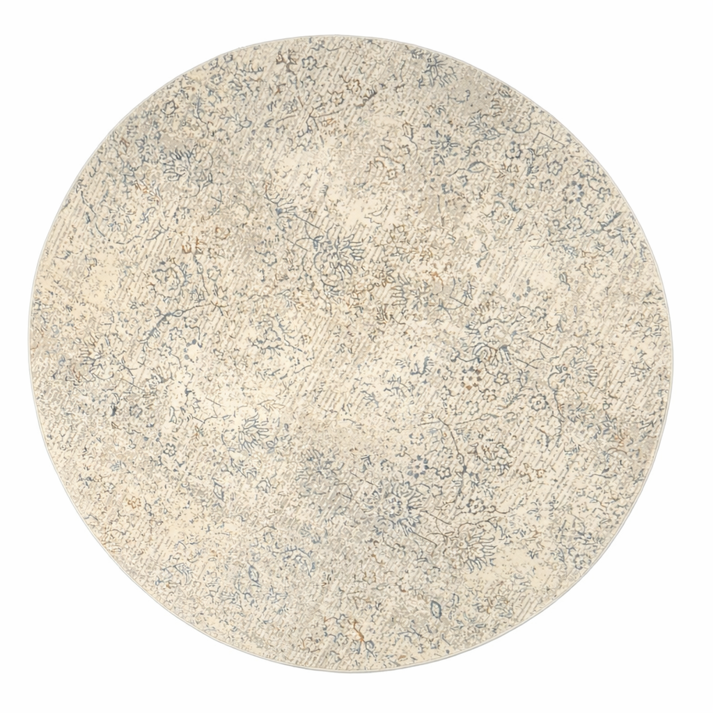 Palma Tree Grey Vintage Round Carpet – Timeless Nature-Inspired Charm