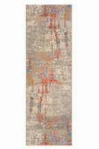 Efes 67 Coral & Grey Distressed Runner Rug – Contemporary Hallway Design