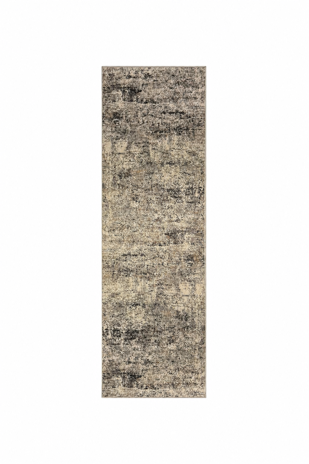 Efes 82 Grey Distressed Abstract Runner Rug – Contemporary Hallway Carpet