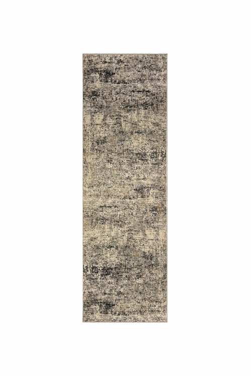 Efes 82 Grey Distressed Abstract Runner Rug – Contemporary Hallway Carpet