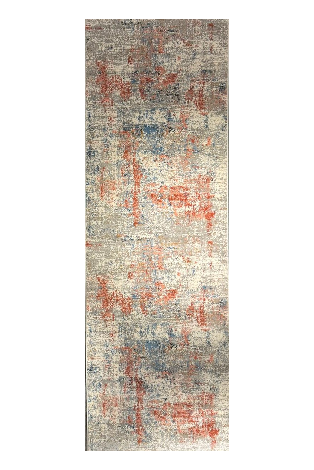 Efes 94 Salmon Distressed Abstract Runner – Warm Contemporary Hallway Rug