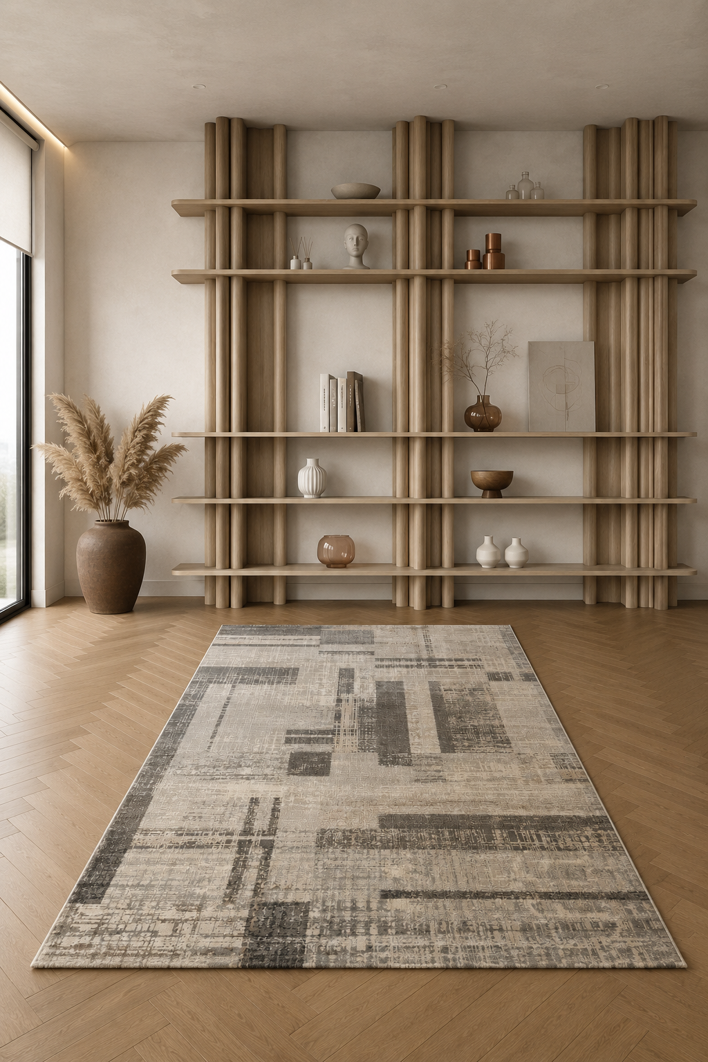 Tapis Efes 49 à motif géométrique gris – Élégant et pratique pour les intérieurs de maison