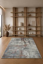 Efes 67 Grey & Rust Modern Carpet – Artful Balance of Warm and Cool Tones