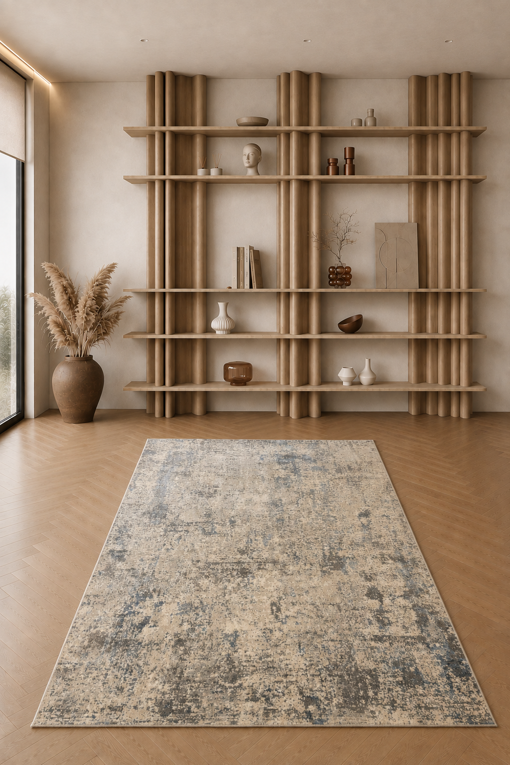 Efes 93 Grey & Blue Modern Carpet – Lightweight & Stylish for Home Interiors