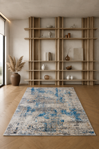 Efes 94 Grey & Blue – Modern Carpet for Living Room & Home Interiors