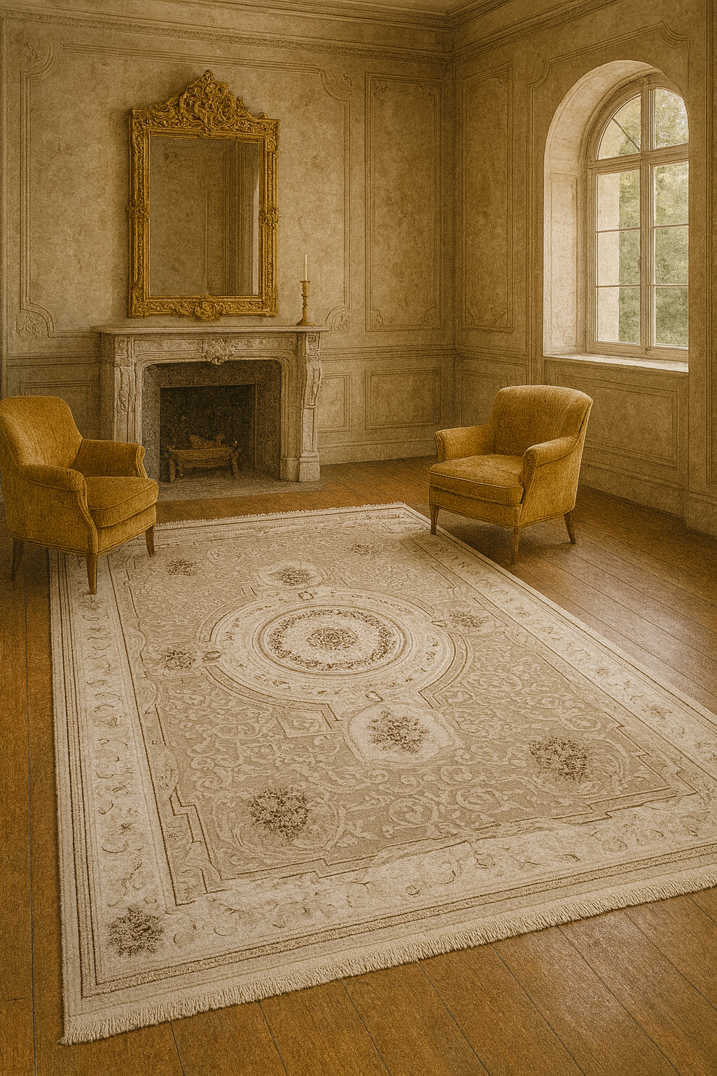 Saphir Champagne Beige Elegant Carpet – Luxurious Art Silk Craftsmanship from Turkey
