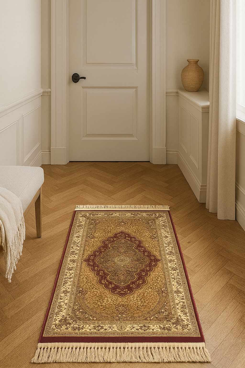 Shahrazad Merlot Red Classic Carpet – Elegant Geometric Design in Deep Red