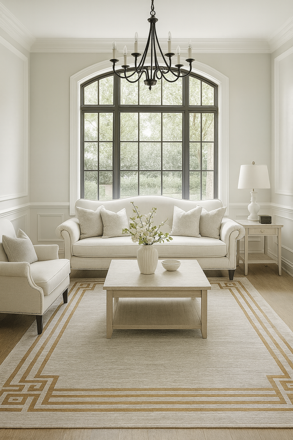 Leon “Imperial Frame” Thin Art Silk Carpet – Modern Classic Elegance