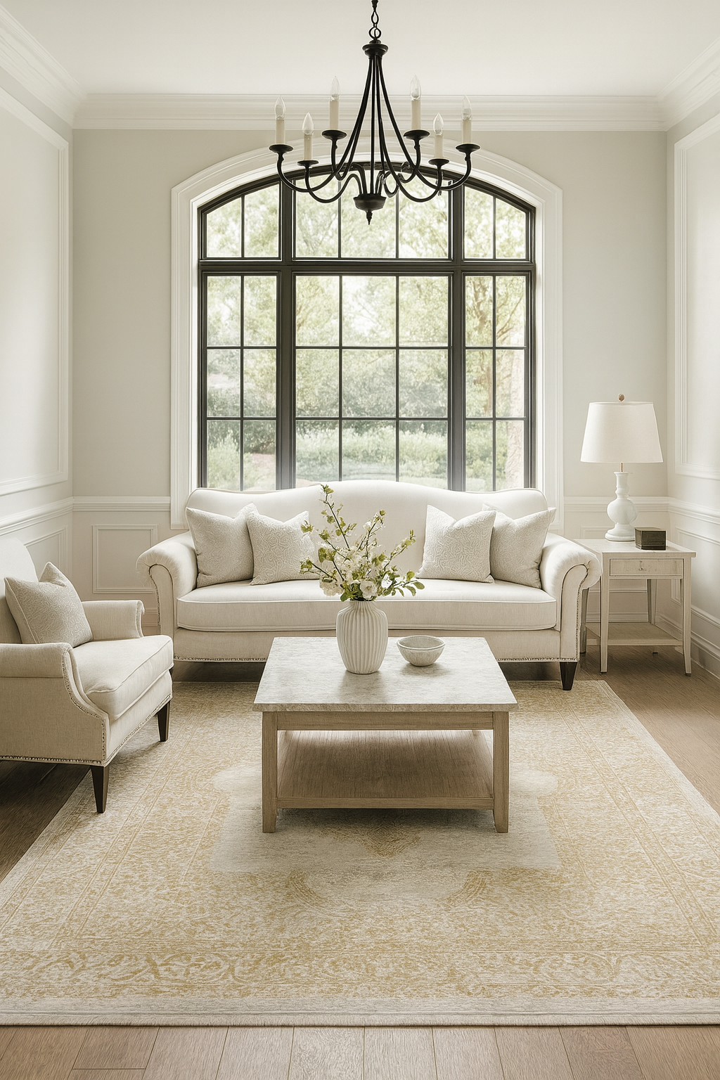 Leon “Golden Reverie” Thin Art Silk Carpet – Vintage Elegance Reimagined