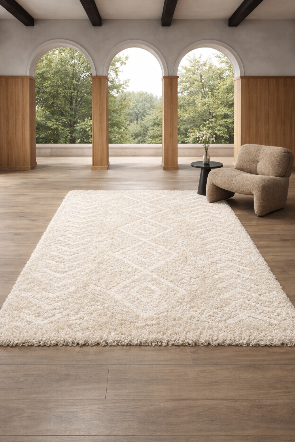 Panama Shaggy 08685A Cream & Light Beige Carpet – Elegant Texture with Subtle Contrast
