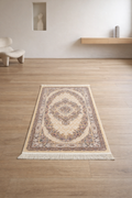 Mashhad Shaygan Ivory Medallion Carpet – Classic Persian Elegance for Living Spaces