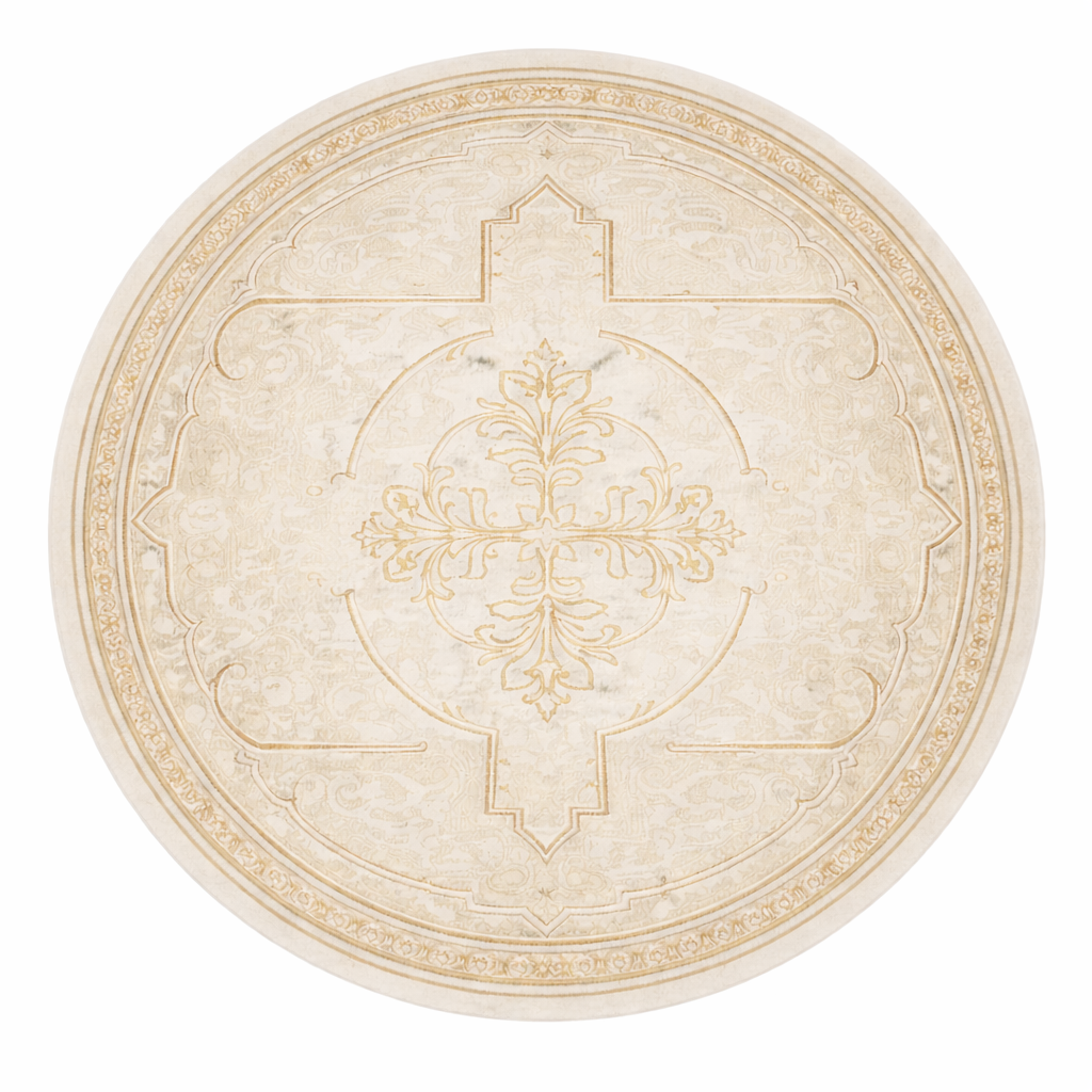NAVARA Beige Round Ornamental Carpet for Elegant Interiors
