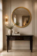 Aurelius Chevron Pure Copper Luxury Round Wall Mirror – Handcrafted Contemporary Decorative Accent
