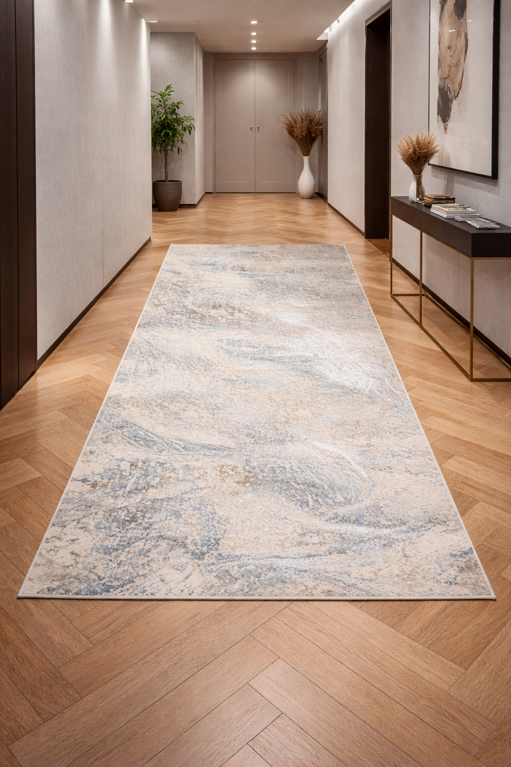 Palma “Ocean Marble” Modern Abstract Rug – Beige & Blue Contemporary Area Carpet