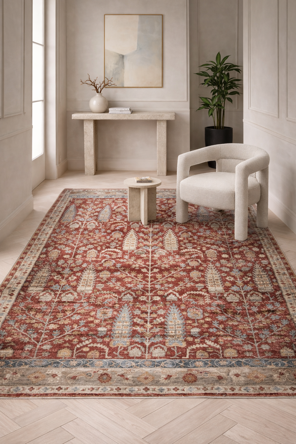 Aqua Red Oriental Carpet – Classic Charm with Timeless Elegance