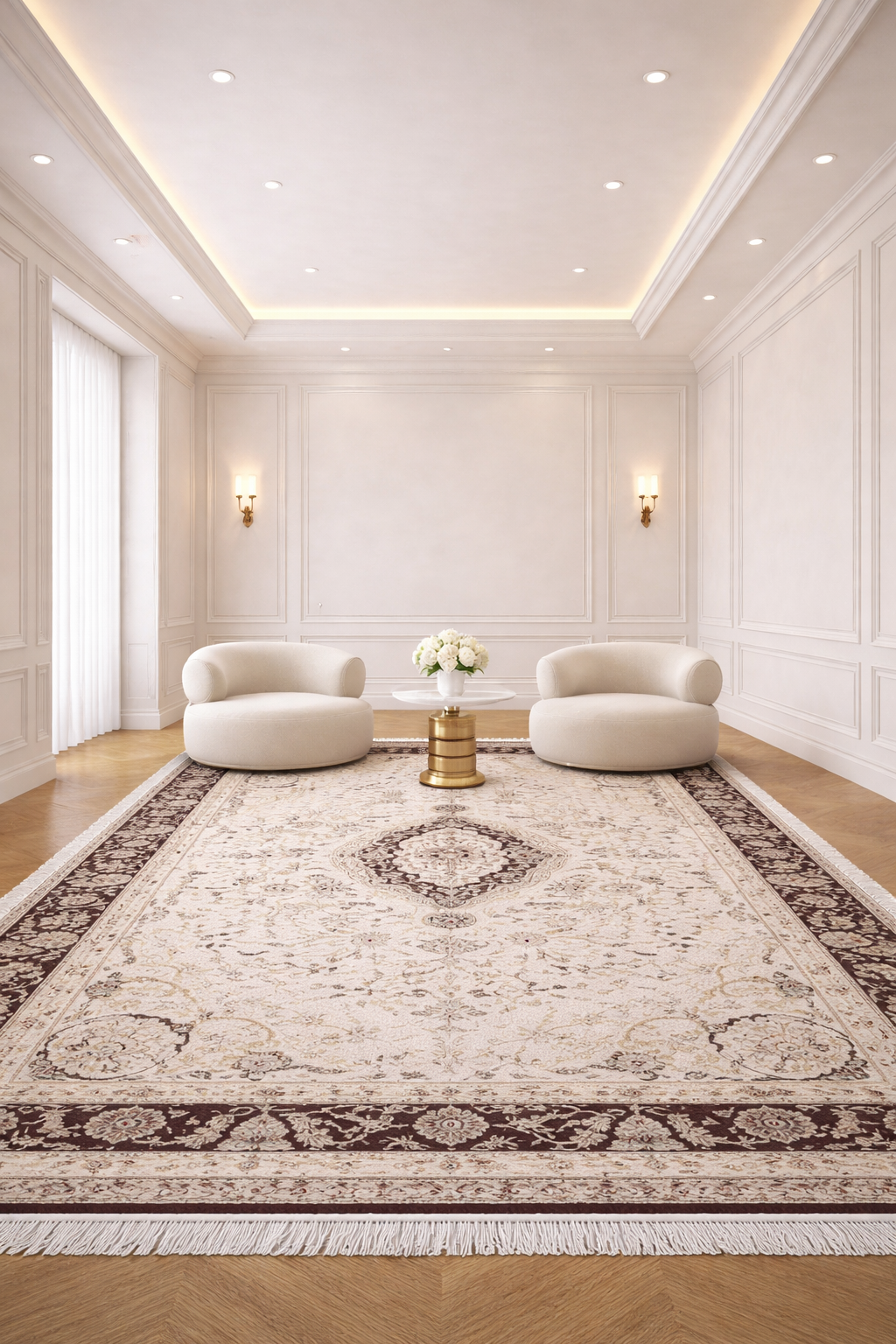 Mashhad “Crimson Dusk” Classic Carpet – Rich Red & Timeless Elegance