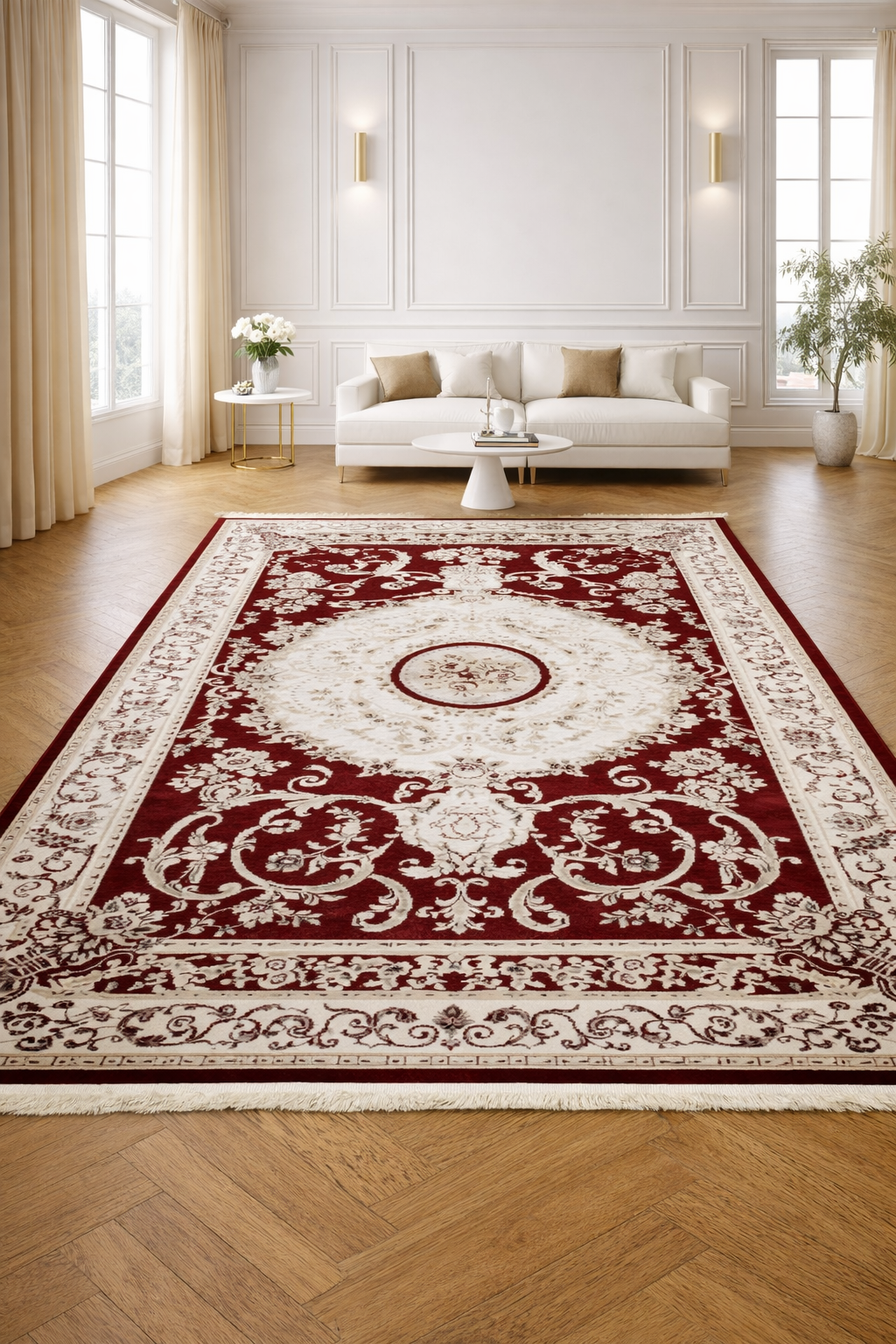 Saphir Ember Red Elegant Carpet – Luxurious Art Silk Craftsmanship from Turkey
