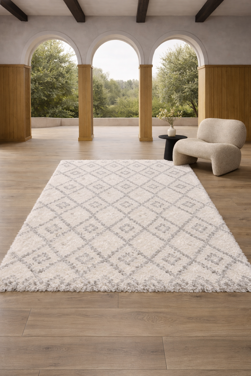 Panama Shaggy 08697A Grey & Cream Carpet – Contemporary Contrast with Soft Shaggy Texture